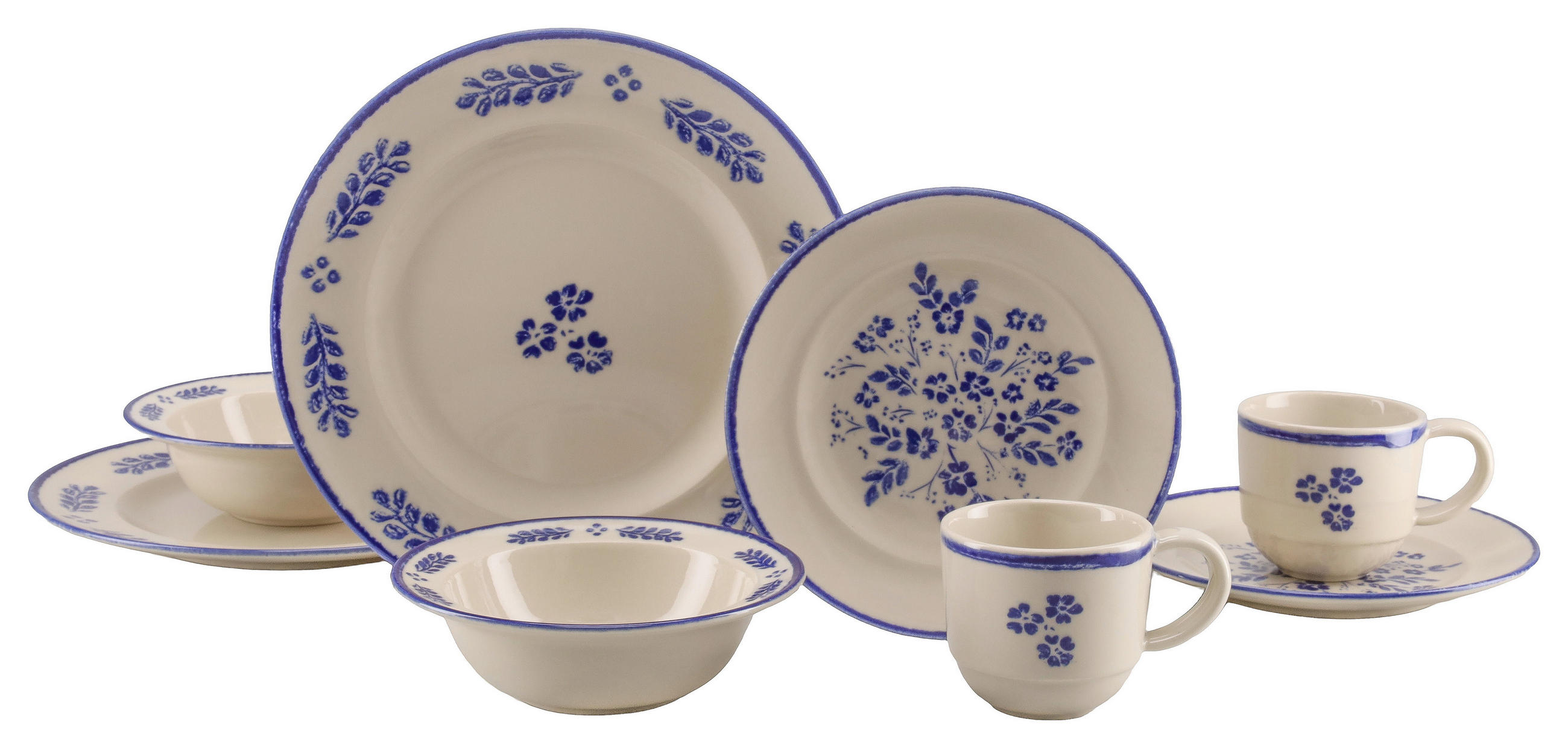 KOMBISERVICE Rondo Cottage 8-teilig  - Blau/Weiß, Basics, Keramik - Creatable