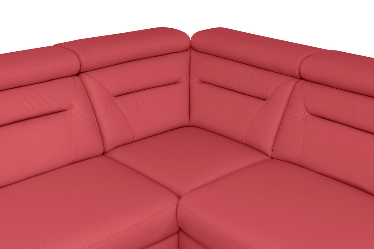 ECKSOFA Lederlook Echtleder Rot  - Wengefarben/Rot, Design, Leder/Holz (260/212cm) - Celina Home