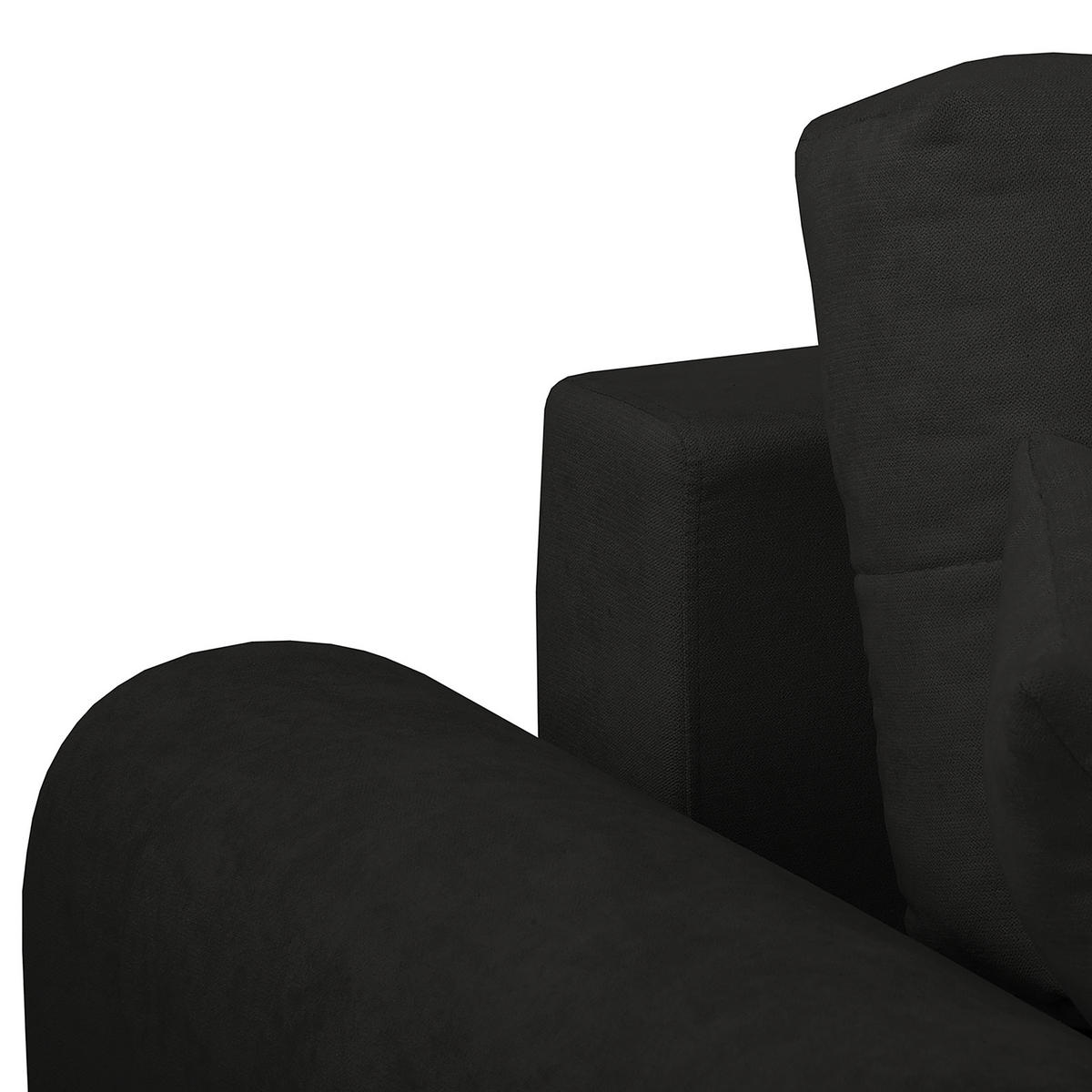 ECKSOFA in Mikrofaser Schwarz  - Silberfarben/Schwarz, Design, Textil/Metall (256/175cm) - Livetastic