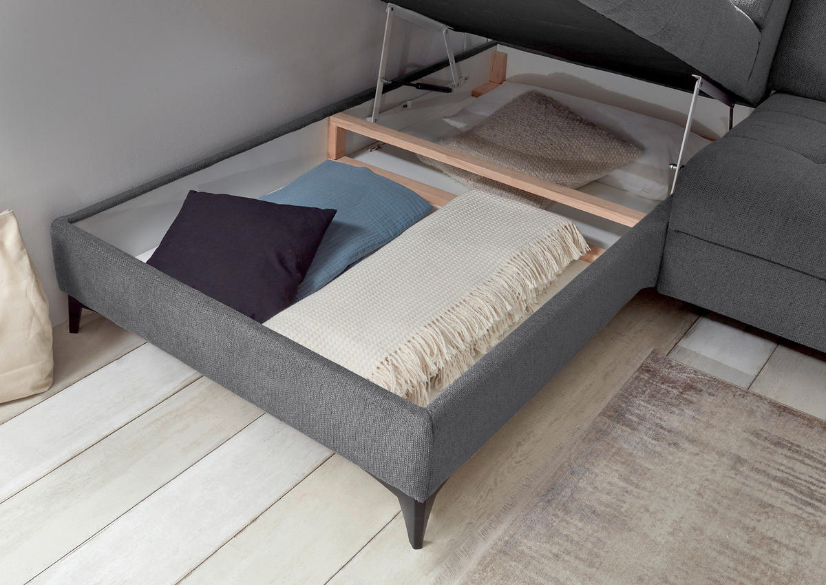 ECKSOFA in Webstoff Anthrazit  - Anthrazit/Schwarz, Konventionell, Kunststoff/Textil (200/282cm) - MID.YOU