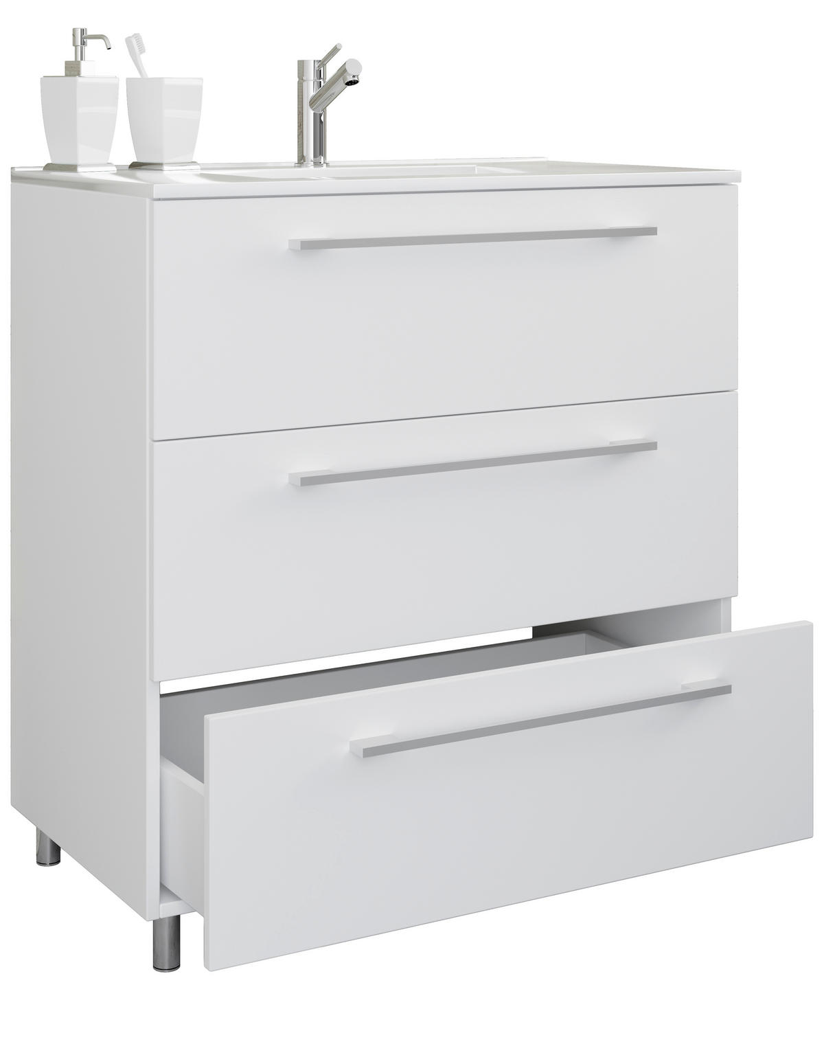 WASCHTISCHKOMBI 60 cm  - Alufarben/Weiß, MODERN, Keramik/Holzwerkstoff (60cm) - MID.YOU