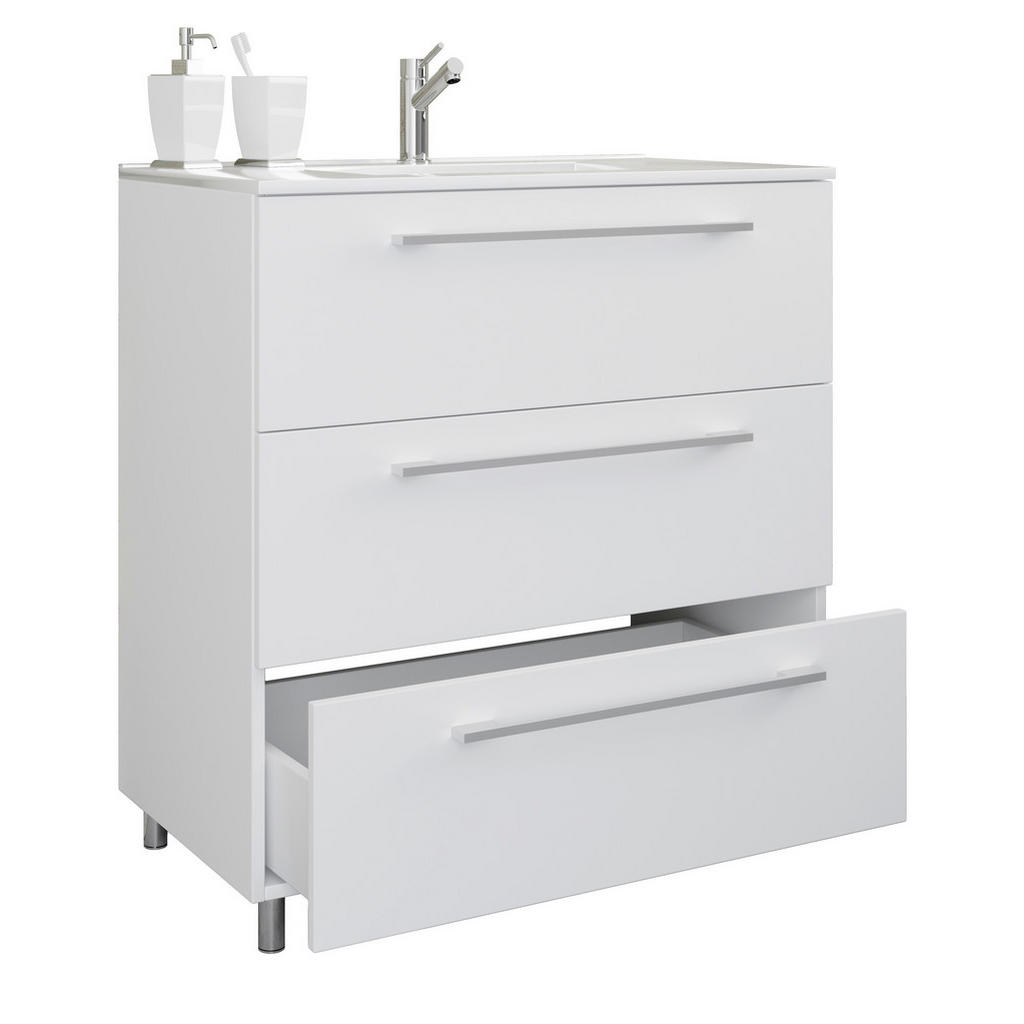 Waschbecken Mit Unterschrank Schubo B: 60 Cm Weiß