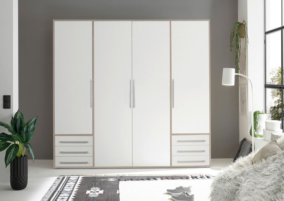 ORMAR S KLASIČNIM VRATIMA     - bijela/srebrne boje, Moderno, drvni materijal/plastika (206/194/58cm) - Livetastic