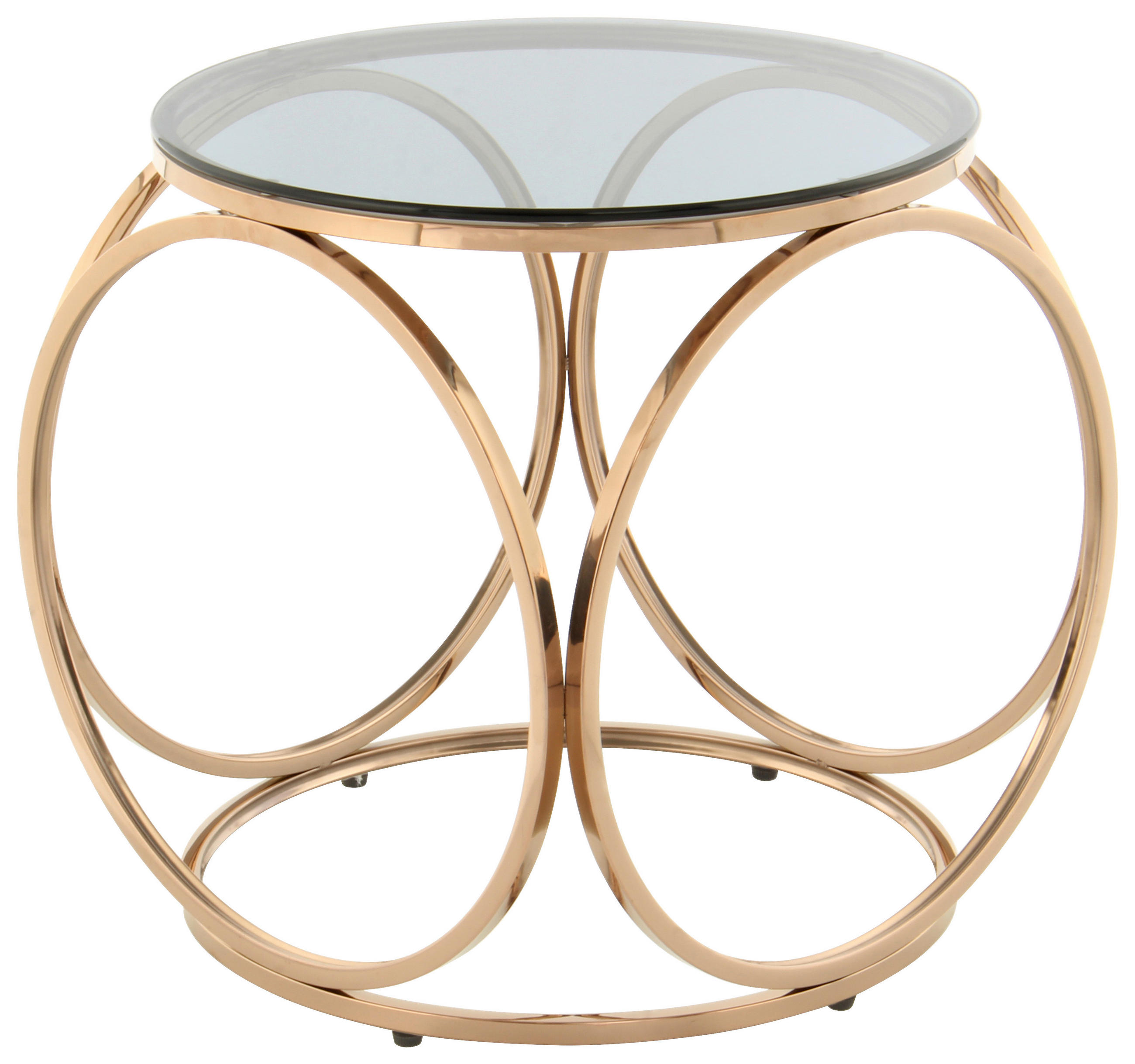 BEISTELLTISCH in Metall, Glas 50/50/52 cm  - Roségold/Grau, Design, Glas/Metall (50/50/52cm) - Kayoom