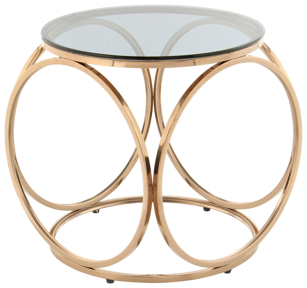 BEISTELLTISCH 50/50/52 cm Grau, Roségold rund  - Roségold/Grau, Design, Glas/Metall (50/50/52cm) - Kayoom