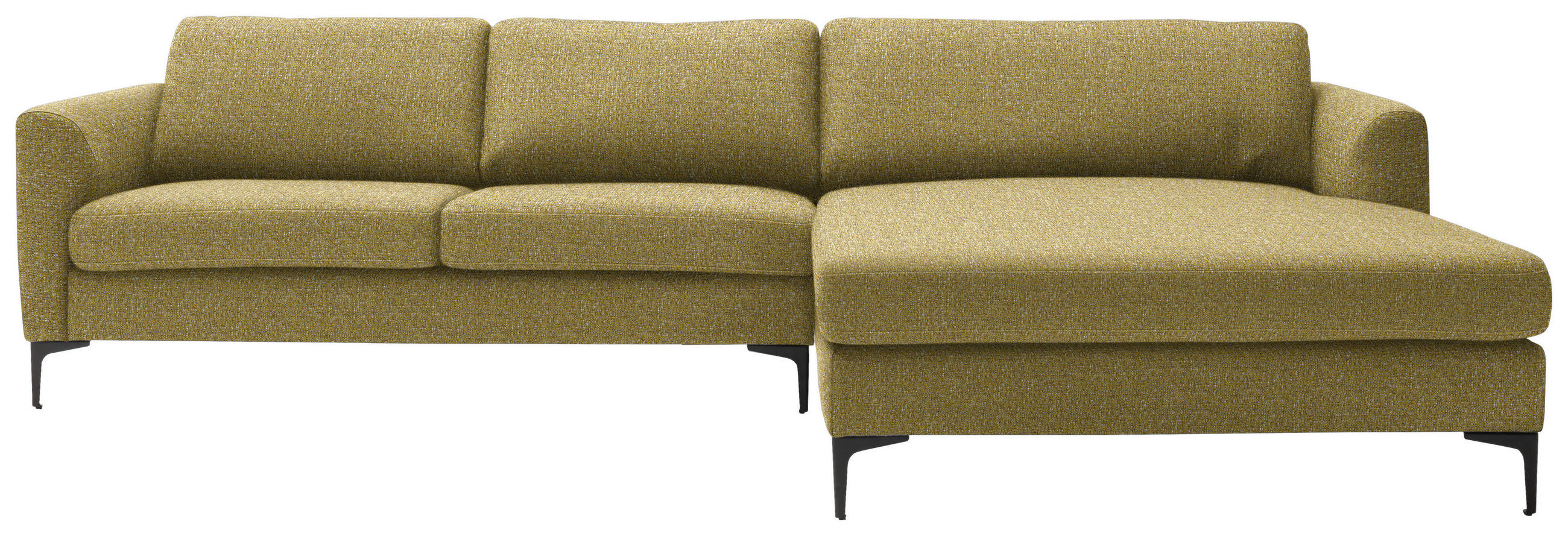 ECKSOFA in Flachgewebe Currygelb  310/195 cm  - Currygelb/Schwarz, Design, Textil/Metall (310/195cm) - Schöner Wohnen