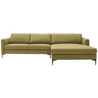 ECKSOFA in Flachgewebe Currygelb  310/195 cm  - Currygelb/Schwarz, Design, Textil/Metall (310/195cm) - Schöner Wohnen