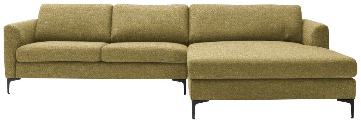 ECKSOFA in Flachgewebe Currygelb  310/195 cm  - Currygelb/Schwarz, Design, Textil/Metall (310/195cm) - Schöner Wohnen