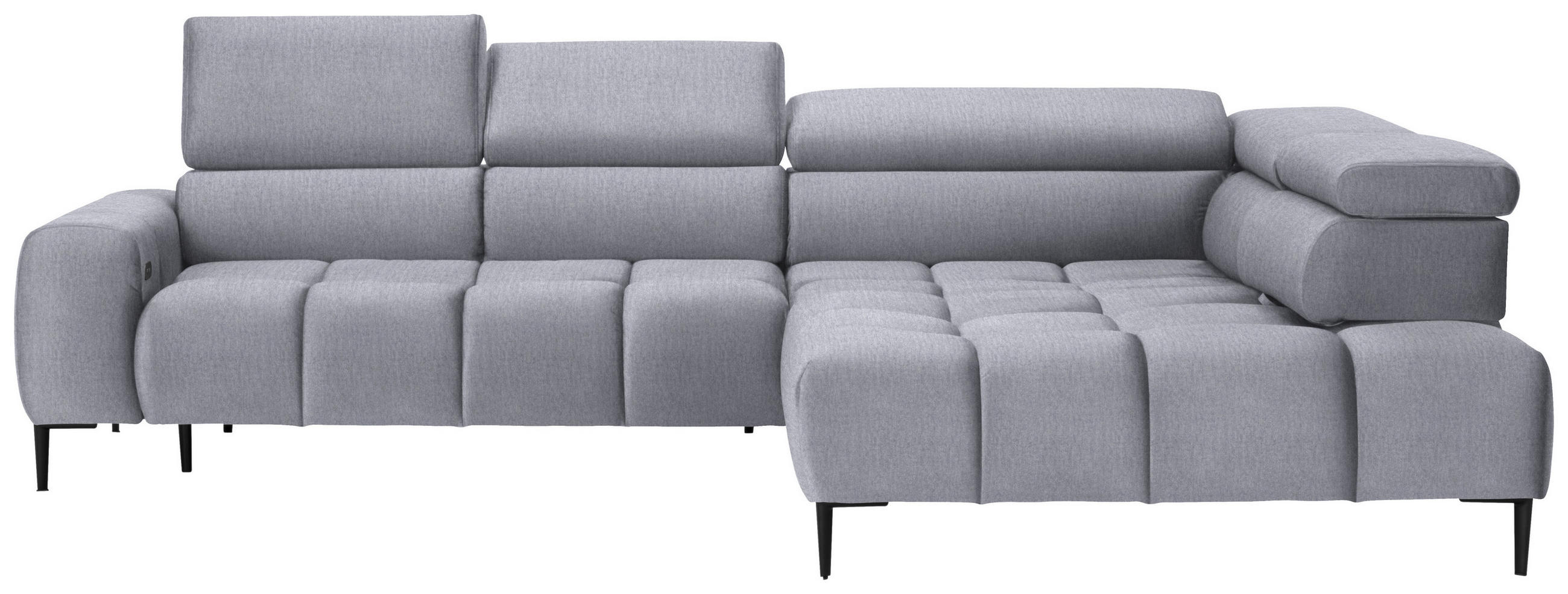 ECKSOFA Hellgrau Samt, Webstoff  - Hellgrau/Schwarz, Design, Textil/Metall (300/216cm) - Welnova