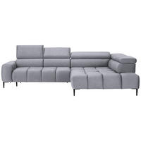 ECKSOFA in Samt, Webstoff Hellgrau  - Hellgrau/Schwarz, Design, Textil/Metall (300/216cm) - Welnova