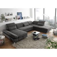 SEDEŽNA GARNITURA, mikrovelur rjava  - barve kroma/rjava, Design, umetna masa/tekstil (350/73-96/245cm) - Hom`in