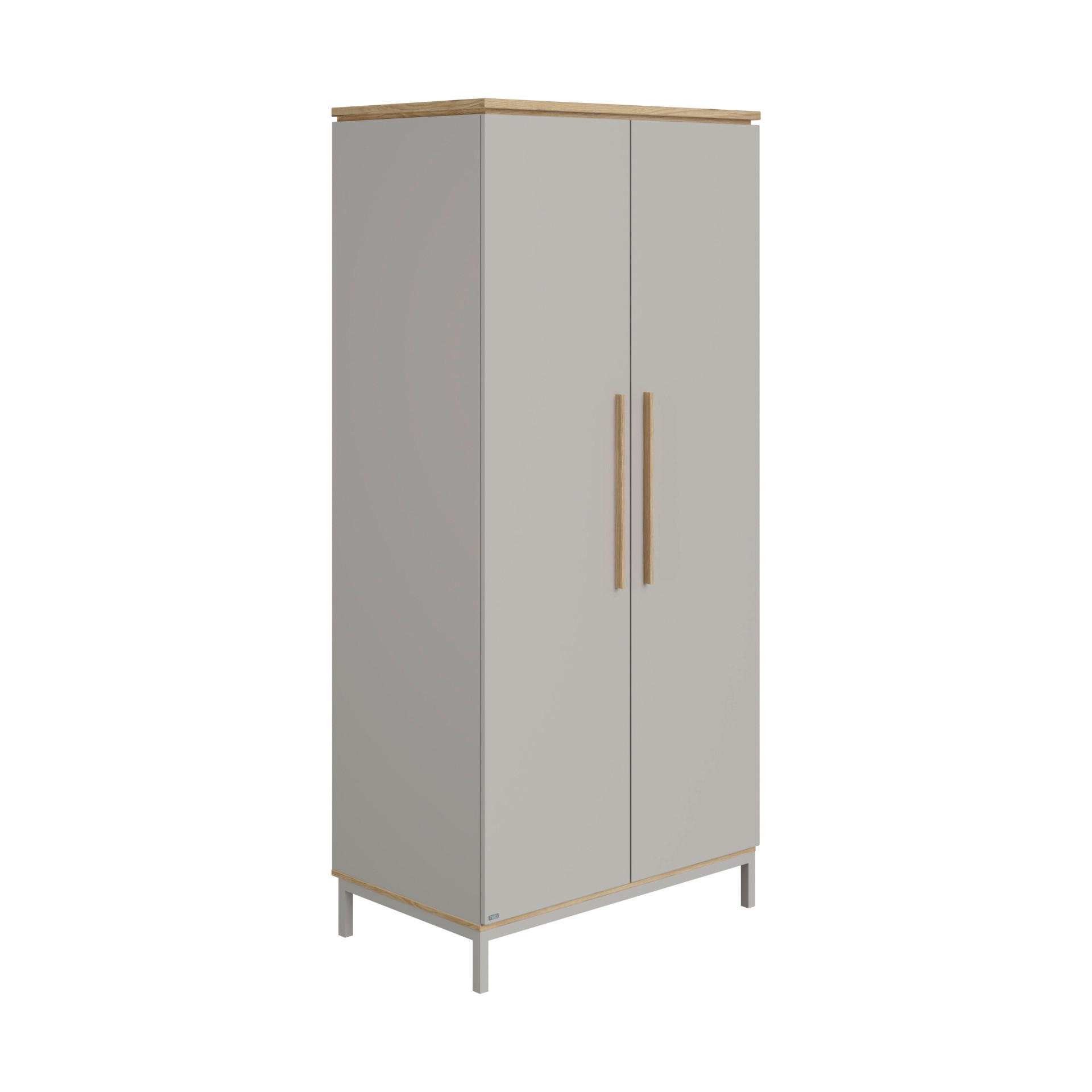 KLEIDERSCHRANK 94,8/201,9/55,6 cm,  in Eichefarben, Hellgrau, 2-türig  - Eichefarben/Hellgrau, Design, Holz/Holzwerkstoff (94,8/201,9/55,6cm) - Paidi