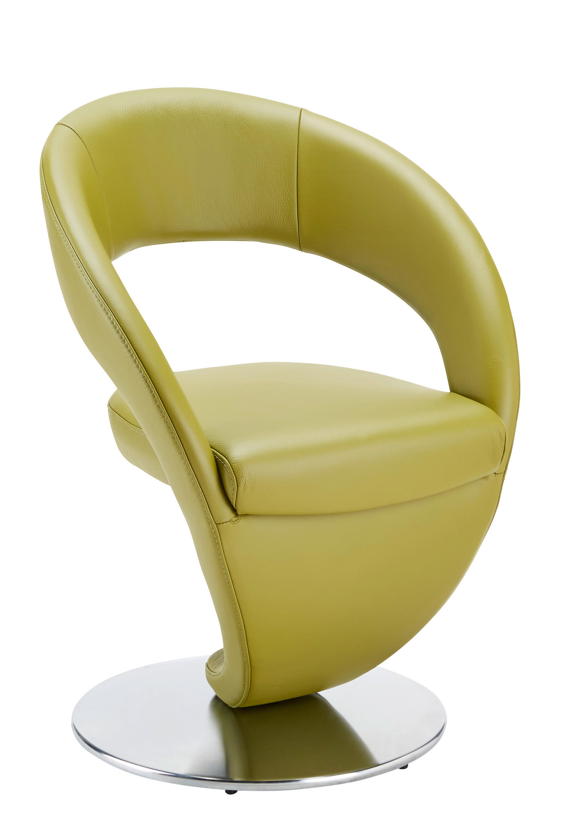 STUHL Echtleder Grün, Edelstahlfarben  - Edelstahlfarben/Grün, Design, Leder/Metall (62/86/61cm) - Moderano