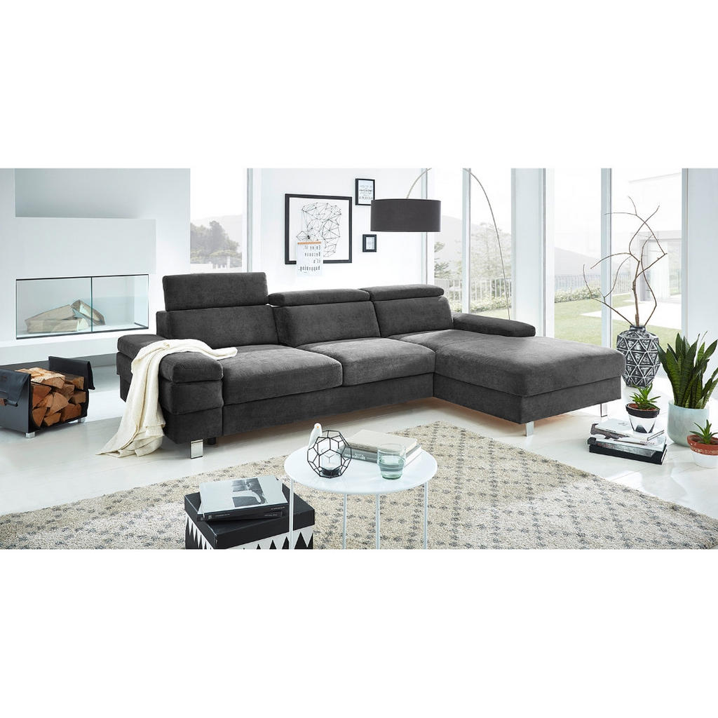 Thumbnail - Trendmanufaktur Ecksofa, Anthrazit, Textil, 4-Sitzer, L-Form, 182x82x260 cm, Made in Europe, Bettkasten erhältlich, Stof...