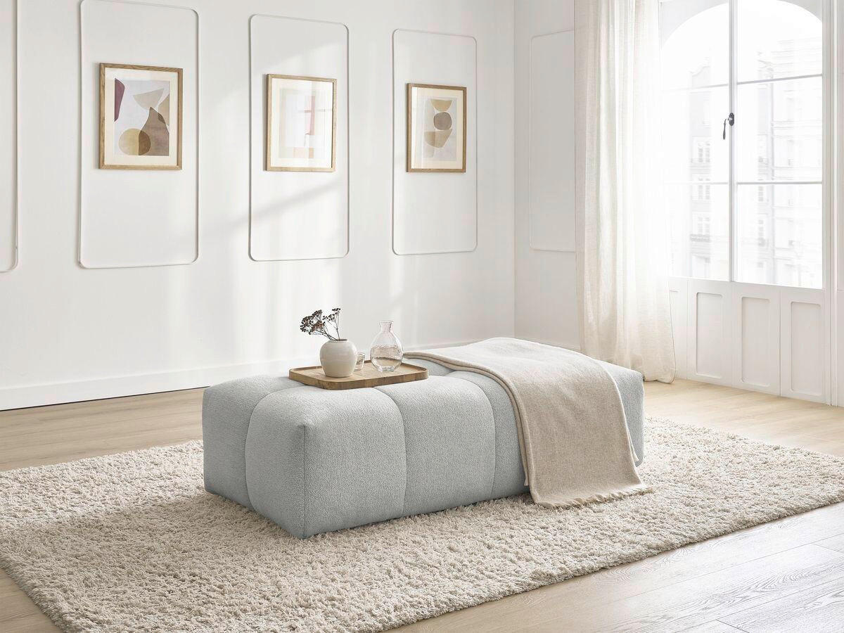 HOCKER EVEREST Flachgewebe Hellgrau  - Hellgrau/Schwarz, MODERN, Kunststoff/Textil (166/100/40cm)