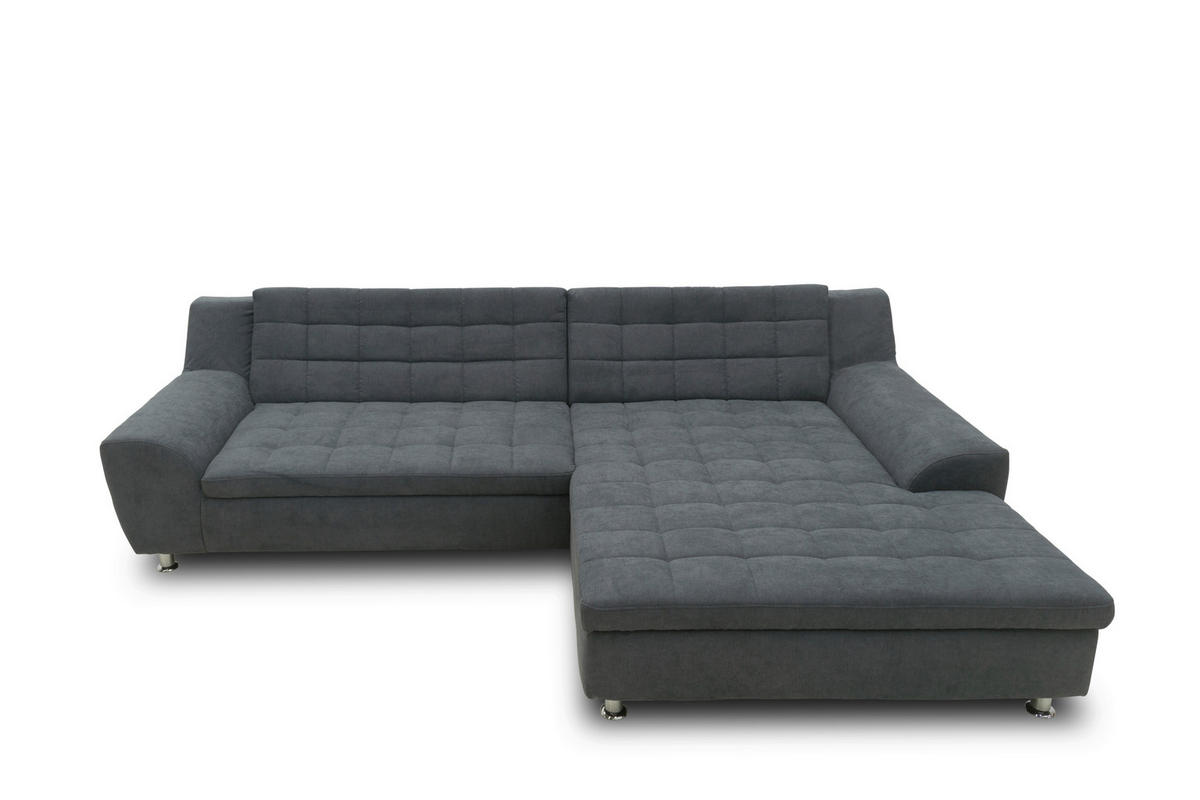 ECKSOFA MORTON Dunkelgrau Mikrofaser  - Chromfarben/Dunkelgrau, MODERN, Textil/Metall (304/200/84cm) - MID.YOU