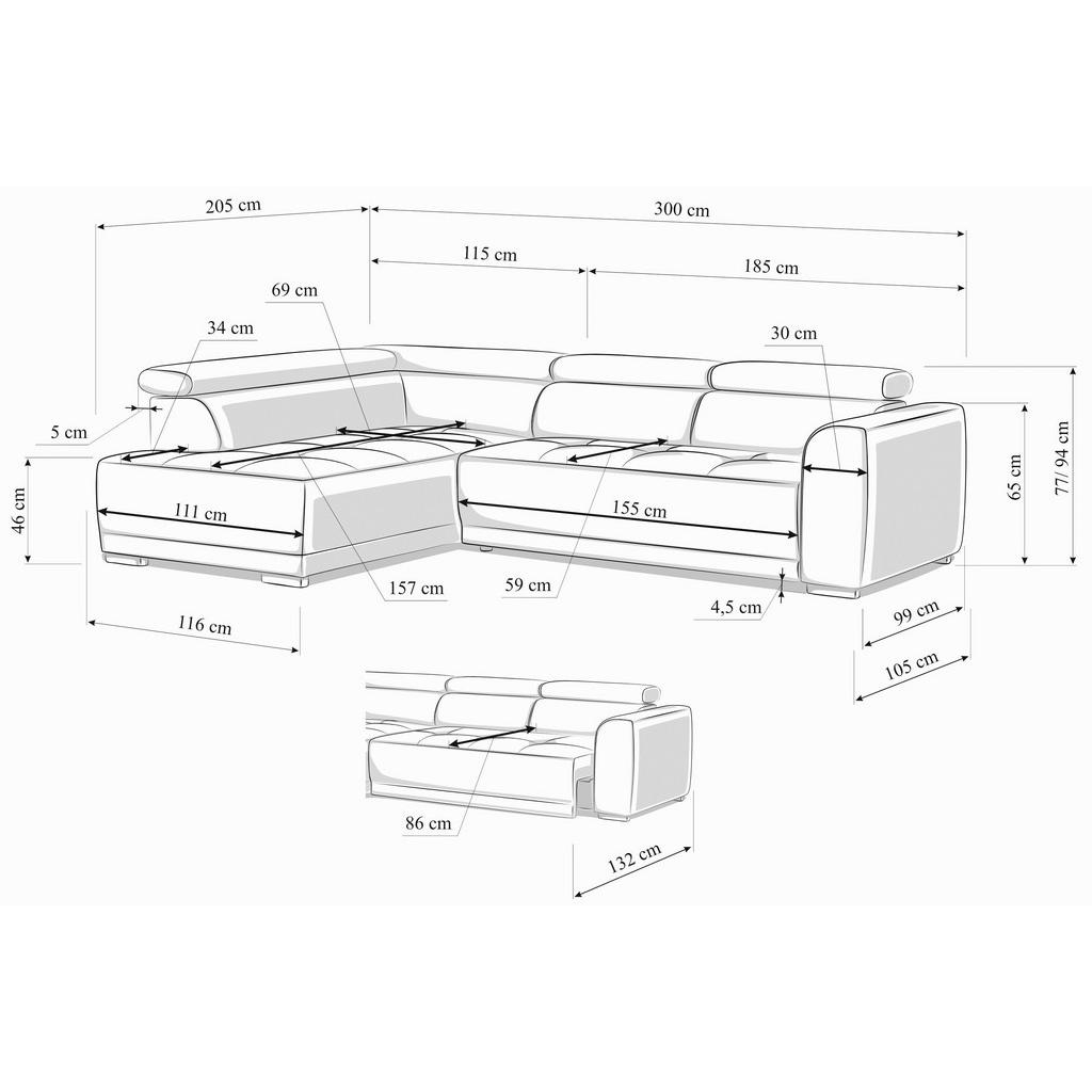 Thumbnail - Xora Ecksofa, Beige, Textil, 3-Sitzer, Ottomane links, Eckteil, 284x205 cm, Stoffauswahl, seitenverkehrt erhältlich, Woh...