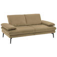 2,5-SITZER in Velours Cappuccino  - Beige/Schwarz, Design, Textil/Metall (196/89/104cm) - Dieter Knoll