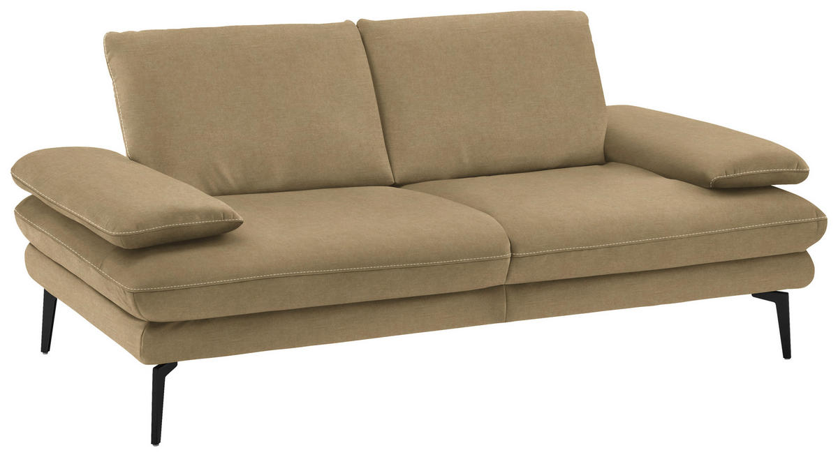 2,5-SITZER in Velours Cappuccino  - Beige/Schwarz, Design, Textil/Metall (196/89/104cm) - Dieter Knoll
