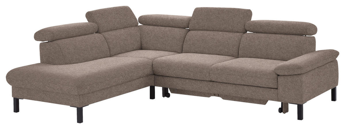 ECKSOFA in Flachgewebe Taupe  - Taupe/Schwarz, Design, Holzwerkstoff/Textil (217/272cm) - Pure Home Comfort