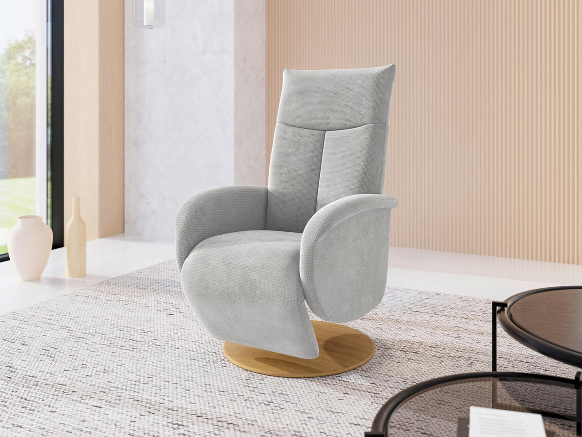 RELAXSESSEL GLENDALE E Flachgewebe Kopfteilverstellung, Rücken echt    - Eichefarben/Silberfarben, KONVENTIONELL, Holzwerkstoff/Textil (75/112/82cm) - Sit & More