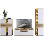 WOHNWAND  in Weiß, Buchefarben  330/215/45 cm  - Buchefarben/Schwarz, KONVENTIONELL, Glas/Holzwerkstoff (330/215/45cm) - Venda