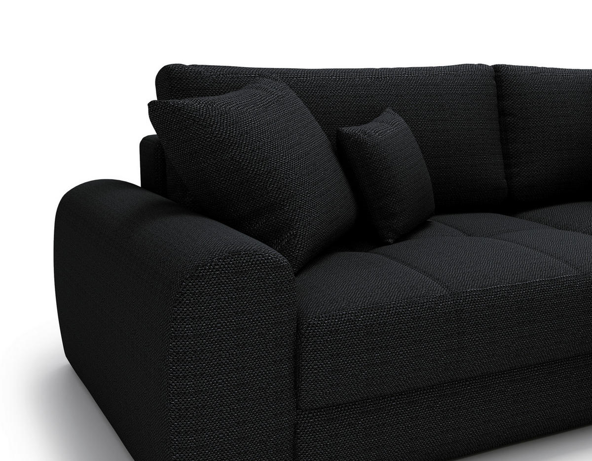 ECKSOFA LORSON Schwarz Struktur  - Schwarz, Design, Kunststoff/Textil (290/208cm) - Livetastic