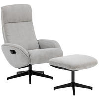 RELAXSESSELSET inkl. Funktion Cord Relaxfunktion, Hocker    - Schwarz/Grau, Design, Textil/Metall (75/106/74cm) - Xora