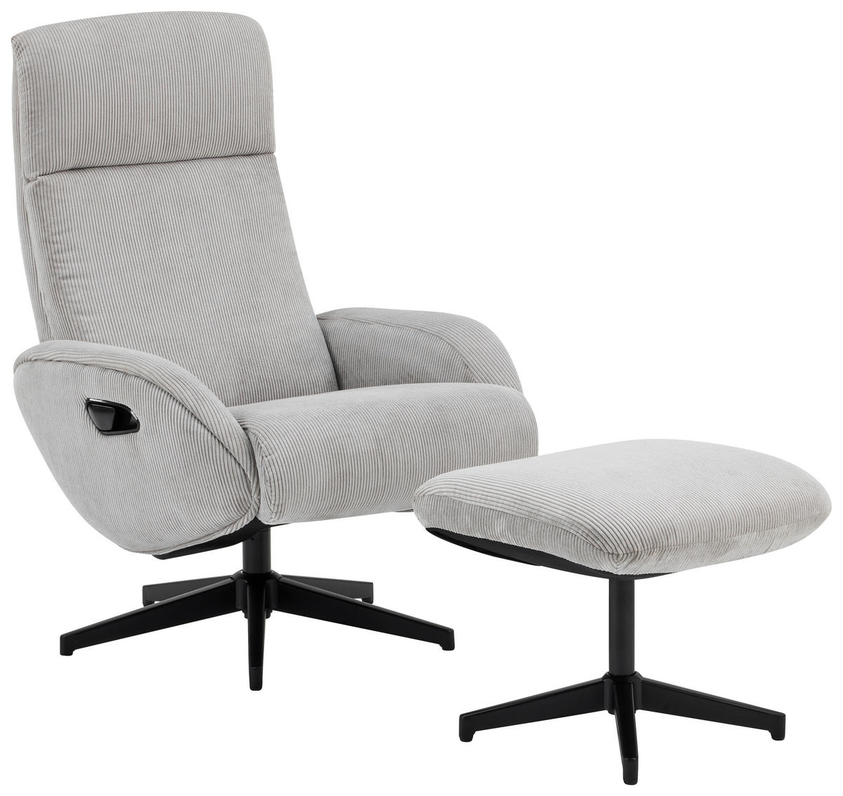 RELAXSESSELSET inkl. Funktion Cord Relaxfunktion, Hocker    - Schwarz/Grau, Design, Textil/Metall (75/106/74cm) - Xora