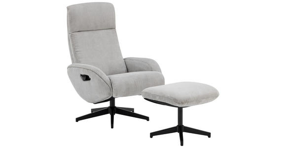 RELAXSESSELSET inkl. Funktion Cord Relaxfunktion, Hocker - Schwarz/Grau, Design, Textil/Metall (75/106/74cm) - Xora