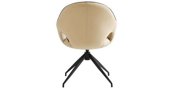 ARMLEHNSTUHL  Sitzfläche 360° drehbar, automatische Rückholfunktion  Echtleder  - Creme/Schwarz, Design, Leder/Metall (62/85/64cm) - Novel