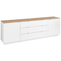 NÍZKA KOMODA, biela, dub artisan, 240/77/44 cm - biela/strieborná, Design, kov/kompozitné drevo (240/77/44cm) - MID.YOU