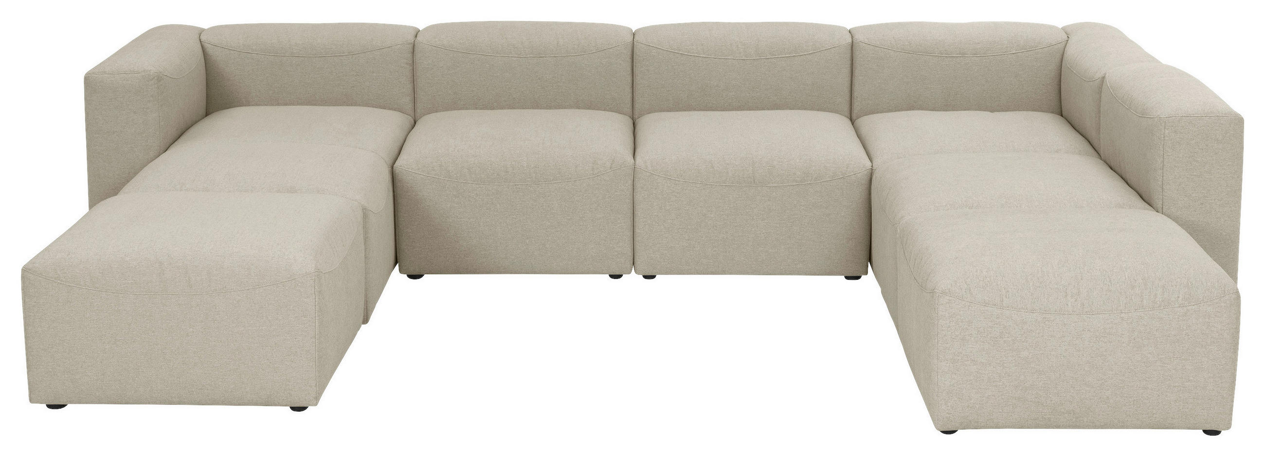 WOHNLANDSCHAFT LENA Creme Flachgewebe  - Creme, Design, Kunststoff/Textil (235/350/250cm) - Max Winzer