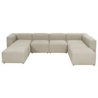 WOHNLANDSCHAFT LENA Creme Flachgewebe  - Creme, Design, Kunststoff/Textil (235/350/250cm) - Max Winzer