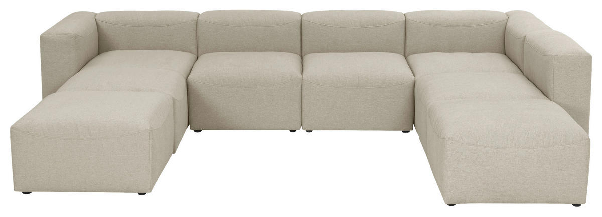 WOHNLANDSCHAFT LENA Creme Flachgewebe  - Creme, Design, Kunststoff/Textil (235/350/250cm) - Max Winzer