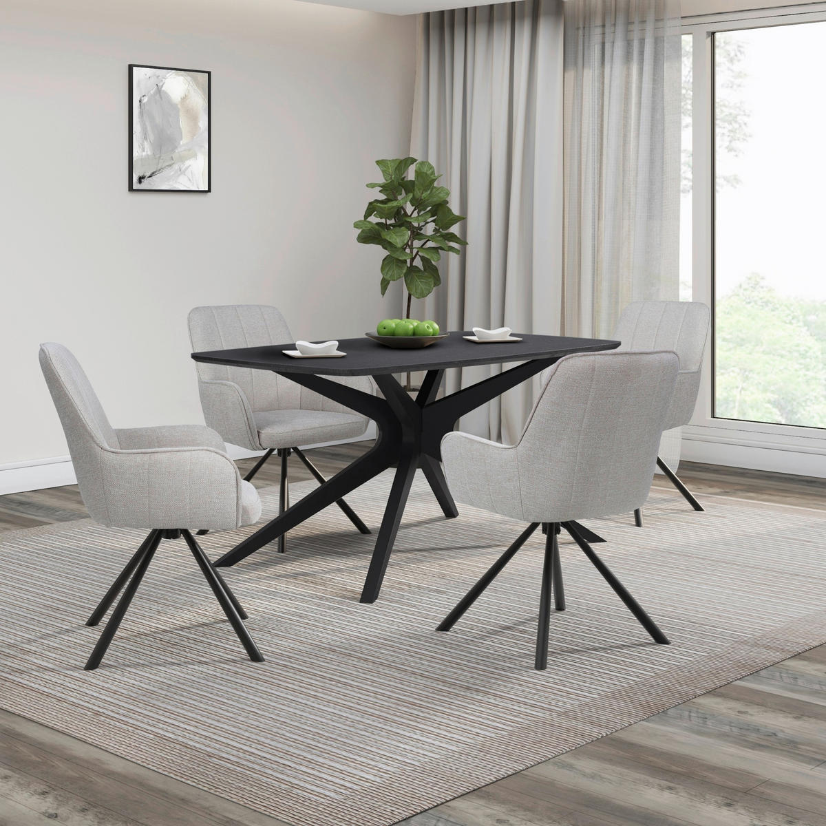 ESSTISCH 160/90/76 cm Nachbildung  Metall, Holzwerkstoff gastro- und objekttauglich rechteckig Schwarz  - Schwarz, MODERN, Holzwerkstoff/Metall (160/90/76cm) - MID.YOU