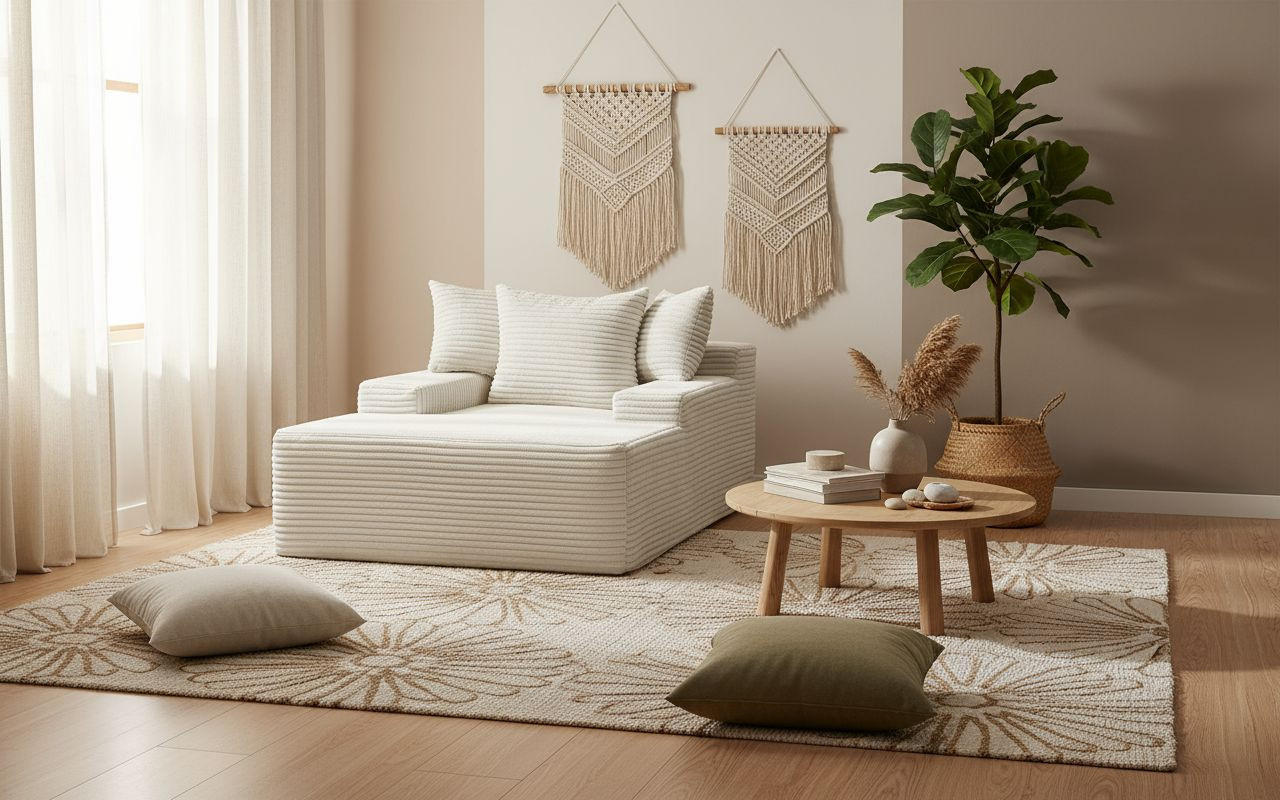 XXL-SESSEL Cord Beige    - Beige, Design, Textil (125/63/170cm) - P & B