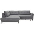 ECKSOFA in Flachgewebe, Leinenoptik Dunkelgrau  208/247 cm  - Dunkelgrau/Schwarz, Design, Textil/Metall (208/247cm) - Xora