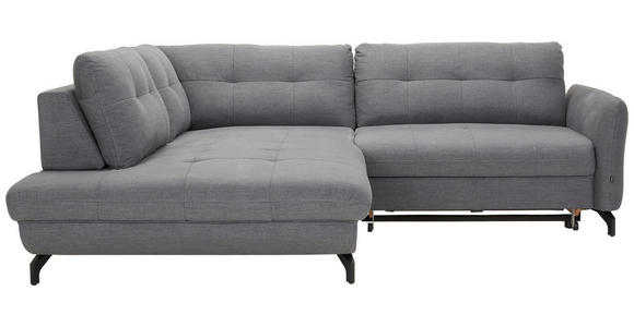 ECKSOFA in Flachgewebe, Leinenoptik Dunkelgrau 208/247 cm - Dunkelgrau/Schwarz, Design, Textil/Metall (208/247cm) - Xora