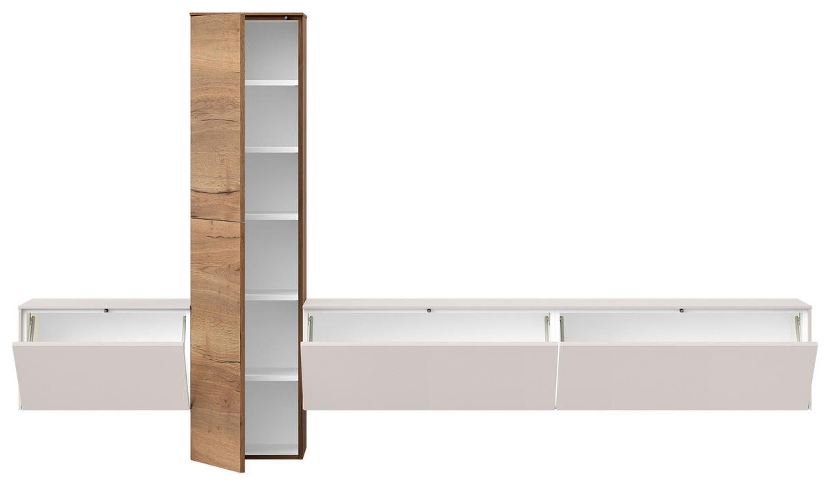 WOHNWAND  in Eichefarben, Hellgrau  282/160/37 cm  - Eichefarben/Hellgrau, Design, Holzwerkstoff (282/160/37cm) - Celina Home