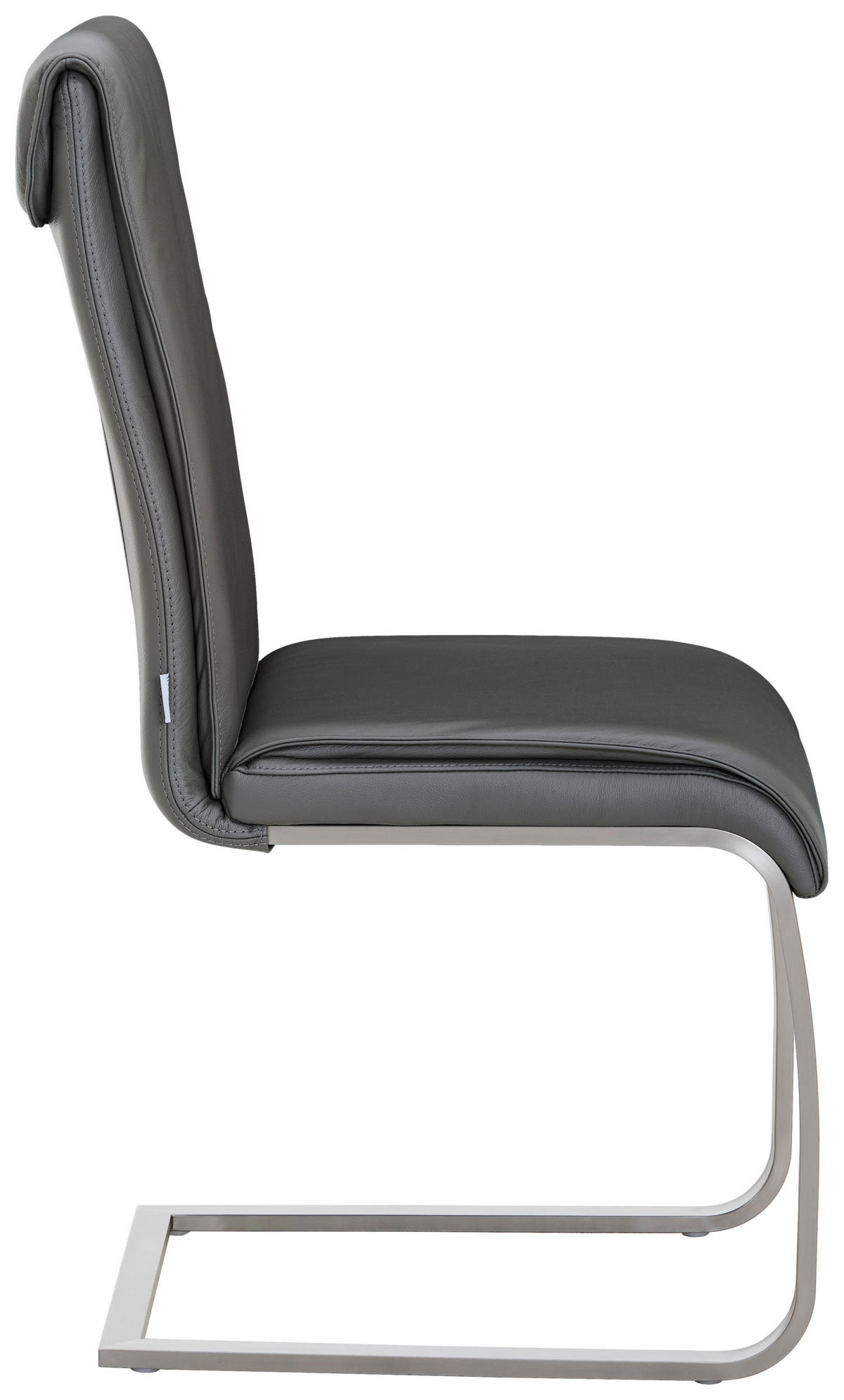 SCHWINGSTUHL  in Edelstahl Echtleder pigmentiert  - Edelstahlfarben/Dunkelgrau, Design, Leder/Metall (46/99/62cm) - Livetastic