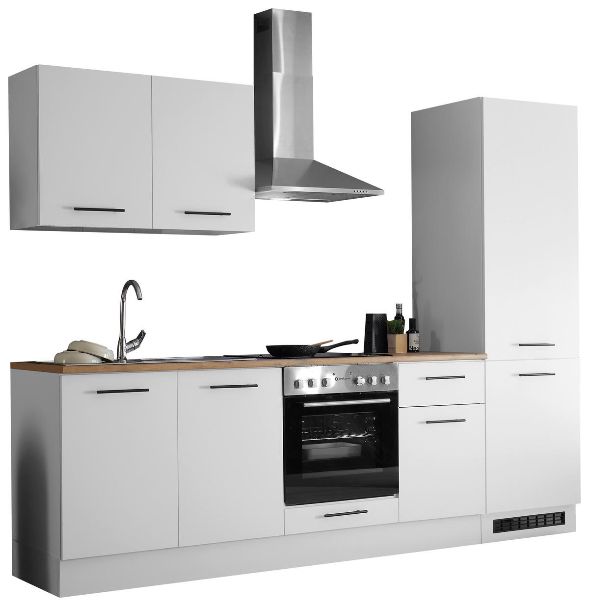KUHINJSKI BLOK BREZ APARATOV - črna/barve hrasta, Basics, umetna masa/leseni material (270cm) - MID.YOU