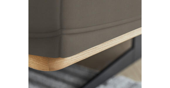 ECKSOFA  in Echtleder Graubraun  305/163 cm  - Eichefarben/Graubraun, Design, Leder/Holz (305/163cm) - Novel