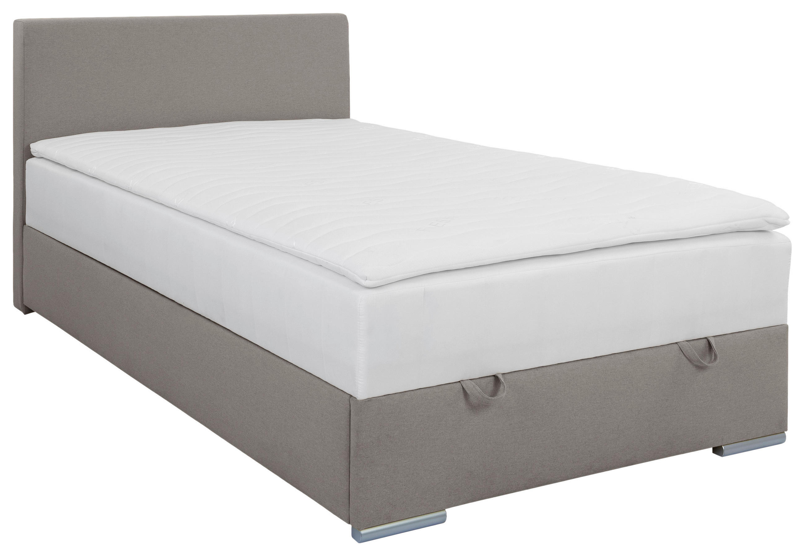 POLSTERBETT 120/200 cm,  in Taupe, Bettkasten, Topper, H2 + H2 = mittel  - Taupe/Chromfarben, KONVENTIONELL, Holz/Kunststoff (120/200cm) - Livetastic
