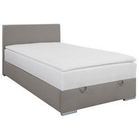 POLSTERBETT 120/200 cm,  in Taupe, Bettkasten, Topper, H2 + H2 = mittel  - Taupe/Chromfarben, KONVENTIONELL, Holz/Kunststoff (120/200cm) - Livetastic