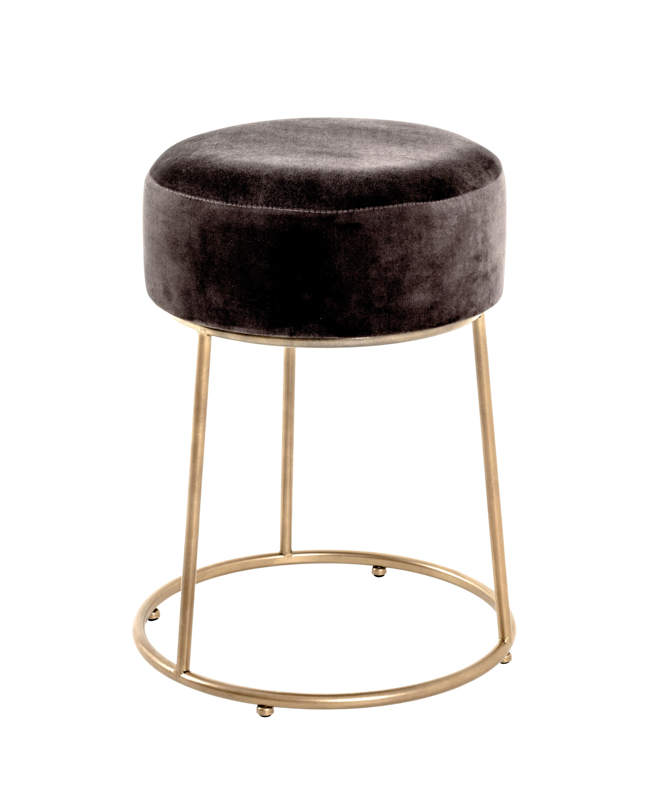 Hocker Stool Grau/goldfarben Sitz Gepolstert H: 46 Cm Rund