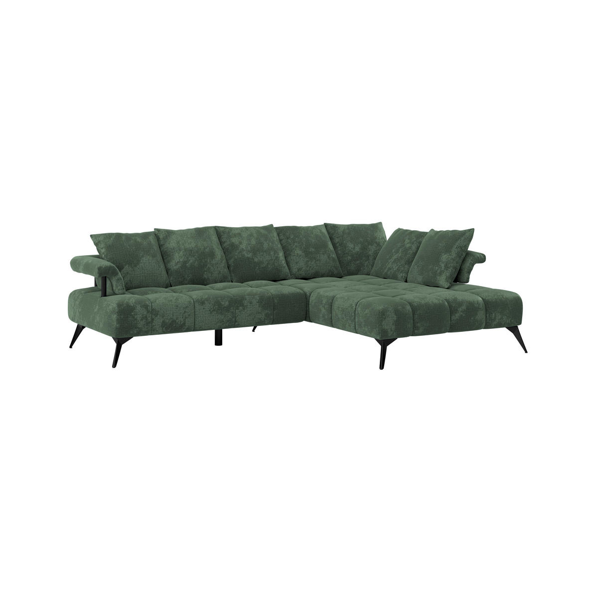 ECKSOFA in Flachgewebe Grün  - Schwarz/Grün, Modern, Kunststoff/Textil (297/200cm) - Livetastic