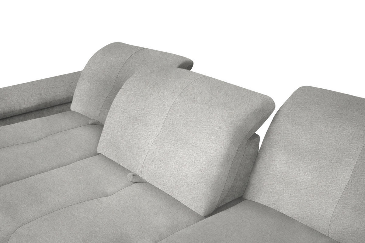 ECKSOFA Hellgrau Flachgewebe  - Hellgrau/Schwarz, Design, Textil/Metall (242/313cm) - Xora