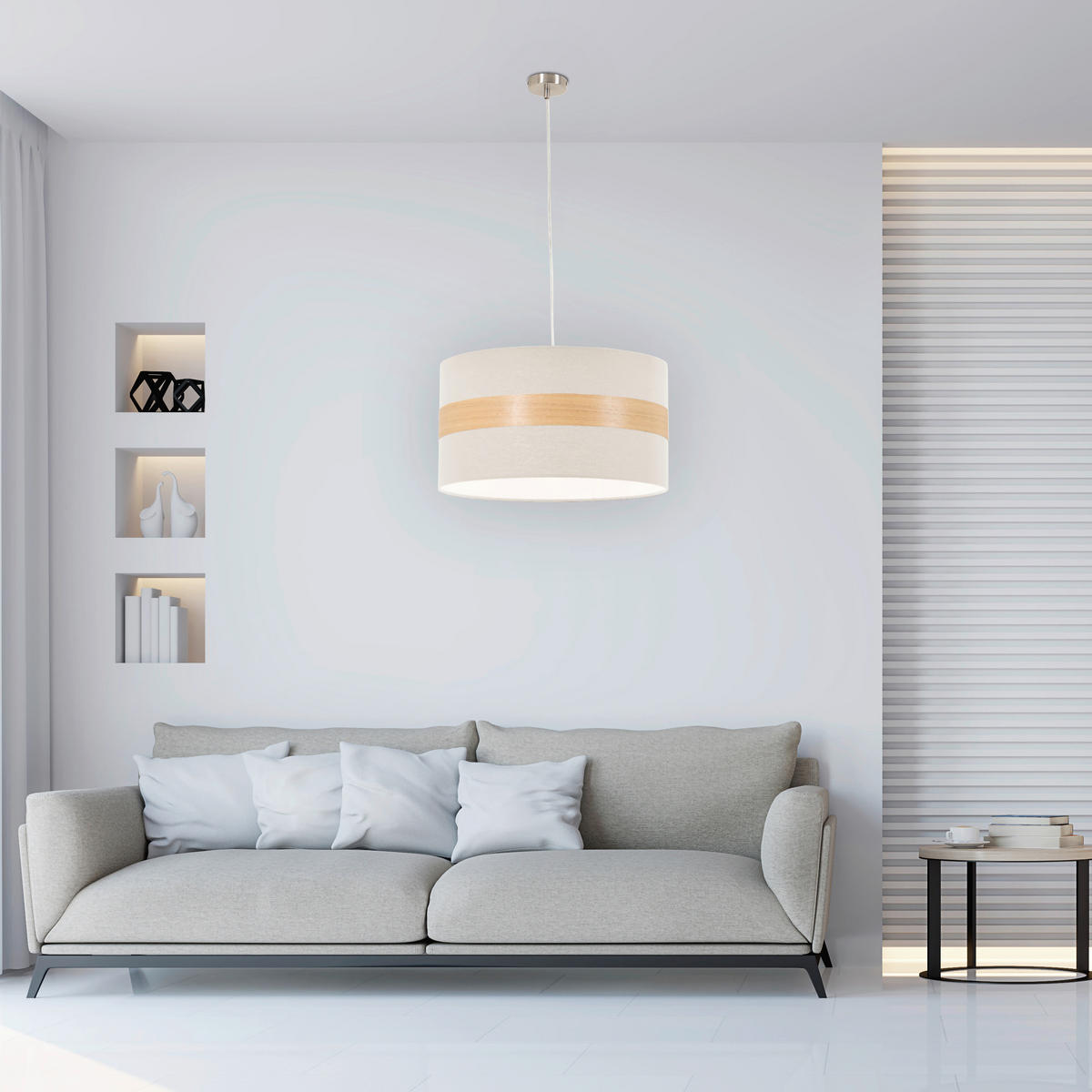 HÄNGELEUCHTE 45/120 cm  - Creme, MODERN, Holz/Kunststoff (45/120cm) - Novel
