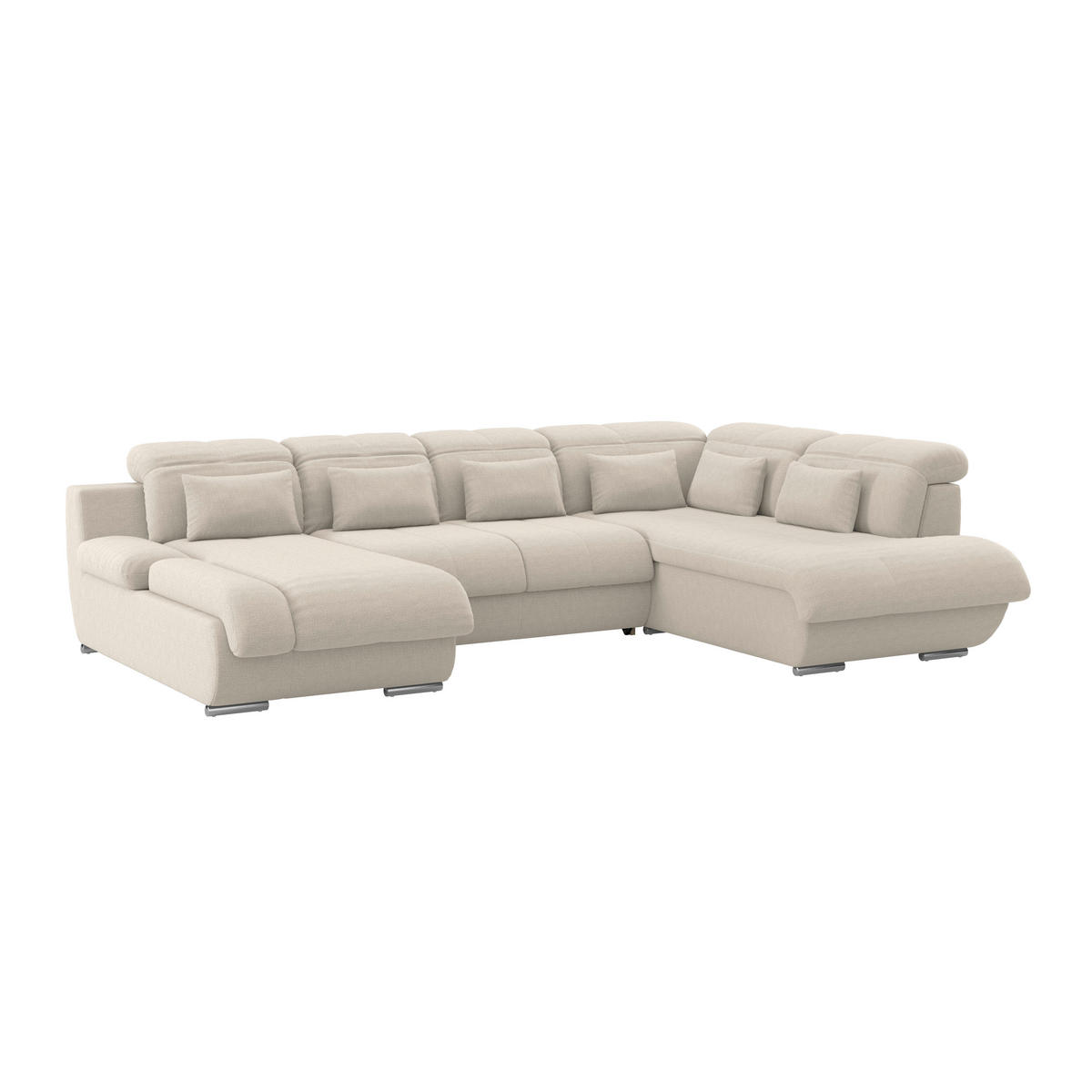 WOHNLANDSCHAFT MULTI Naturfarben Chenille  - Chromfarben/Naturfarben, MODERN, Textil/Metall (184/345/228cm) - Livetastic